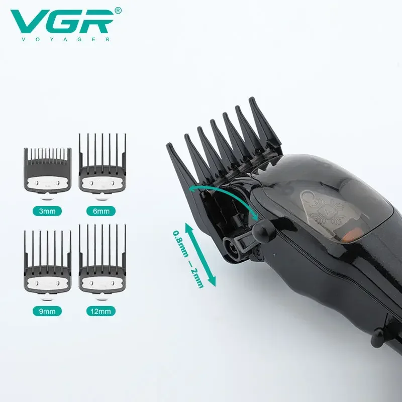 VGR 653 Barber Professional Hair Clipper Cordless Hair Trimmer Electric Haircut Machine Beard Trimmer For Men