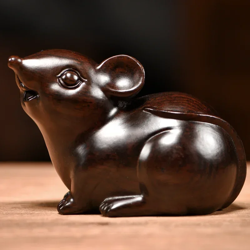 

1 Pc Solid Wood Mouse Ornament Wood Carving Crafts Home Furnishing Decoration Feng Shui Accessories Housewarming Gift