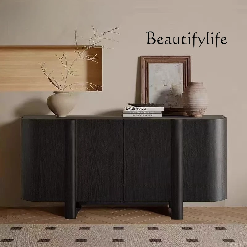 

Italian side cabinet, living room locker, solid wood tea cabinet, integrated storage decorative cabinet against the wall