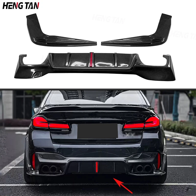 

3D Style Carbon Fiber With lights Car Rear Bumper Lip Diffuser Spoiler Parts For BMW 5 Series G30 G38 Sport M5 F90 2017-2020