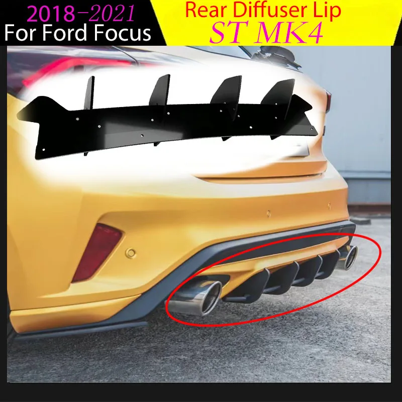 

Car Rear Diffuser Lip for Ford Focus ST MK4 2018-2021 Bumper Spoiler Plate Lower Trim Body Kit Auto Accessories Tuning Protector