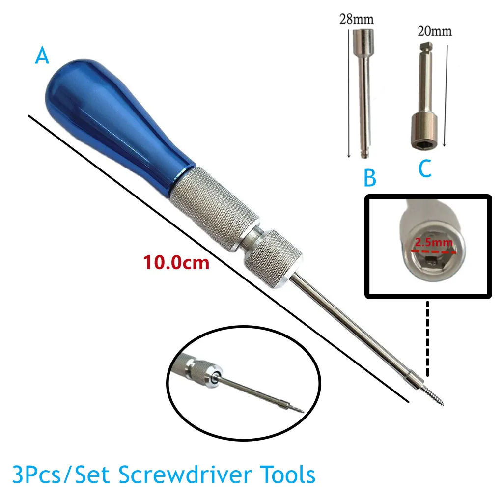 1Pc Dental Micro Implant Mini Screw Orthodontic Screwdriver Self Drilling Tool Stainless Steel Matching Dentistry 1.4/1.6/2.0mm