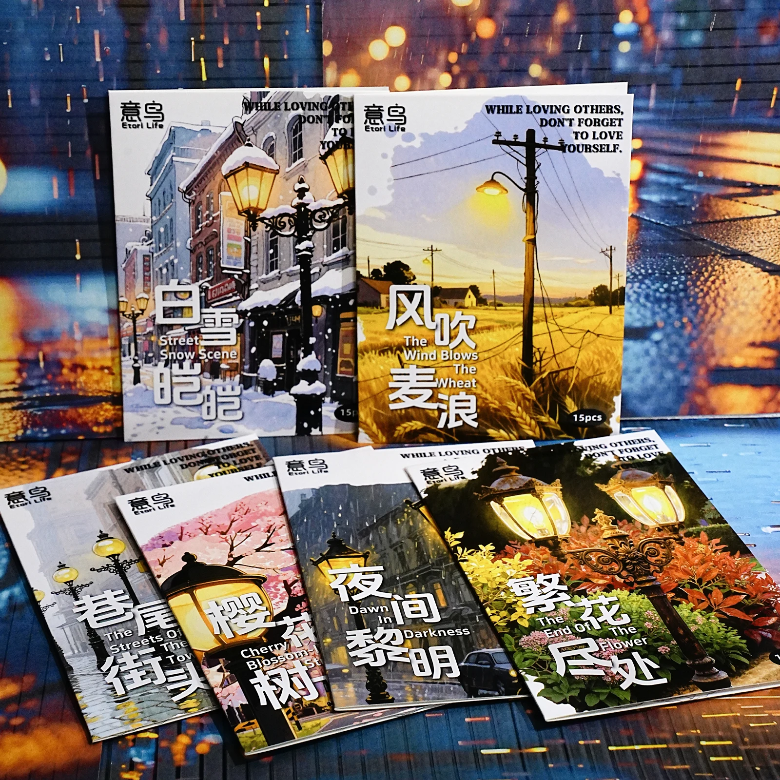 Etori Life Fading Light Series Retro Four Seasons Landscape Pattern Pet Stickers for Decorating Albums, Handmade Scrapbooks, Suitcases, Gift Bags, Home Decorations, Student Stationery Decoration, Small Gifts, Easy to Carry, Individually Die-Cut, Holiday Stickers