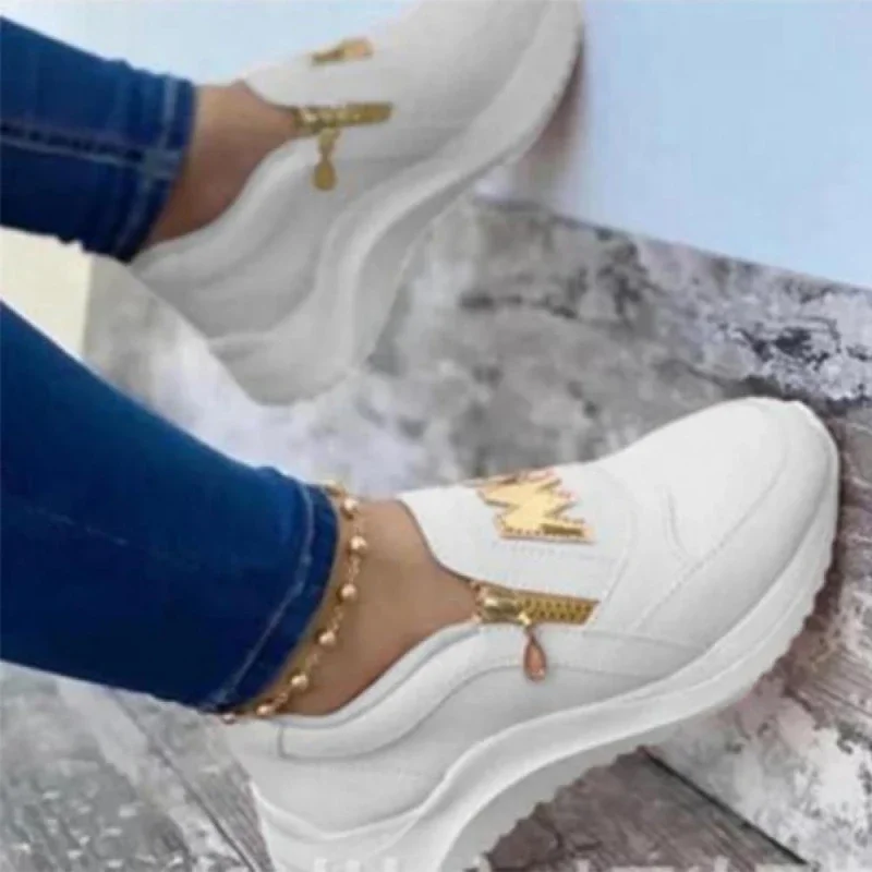 Summer Women Fashion Vulcanized Sneakers Platform Solid Color Flat Ladies Shoes Casual Breathable Wedges Ladies Walking Sneakers