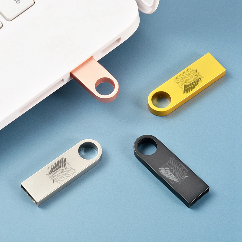 Tấn Công Titan Usb Đèn Led USB Chống Nước 2.0 Bút 4GB 8GB 16GB 32GB 64G Thiết Thực Dung Lượng Pendrive Anime Nhật Bản