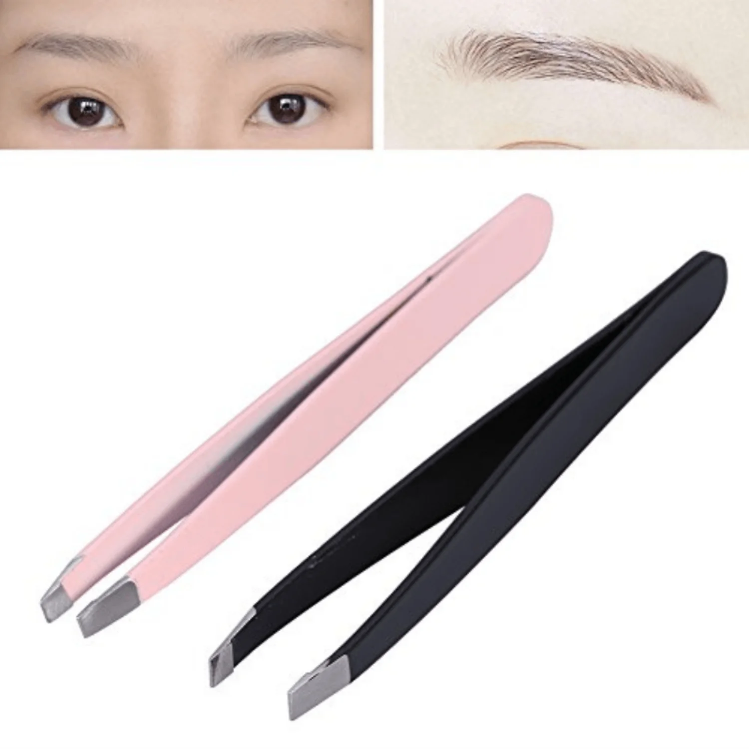 Stainless Steel Eyebrow Tweezers -  Makeup Tool for  and Beauty Salon Use - Precise Hair Removal and Shaping