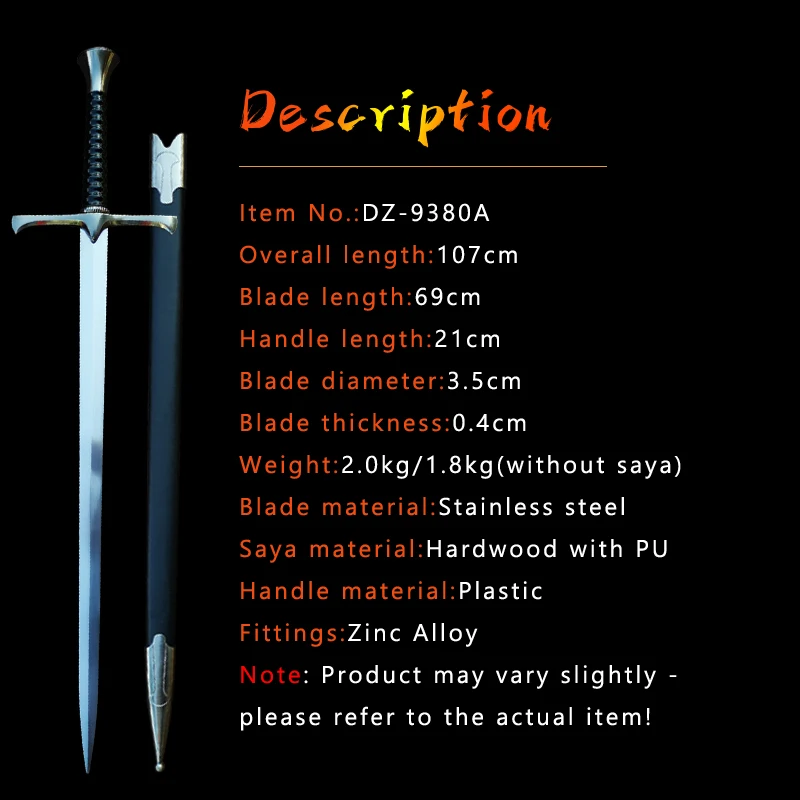 Handmade Medieval Western Sword,Stainless Steel Material,Hardwood With PU Sheath,Cosplay Replica Swords,Movie Prop,Home Decor