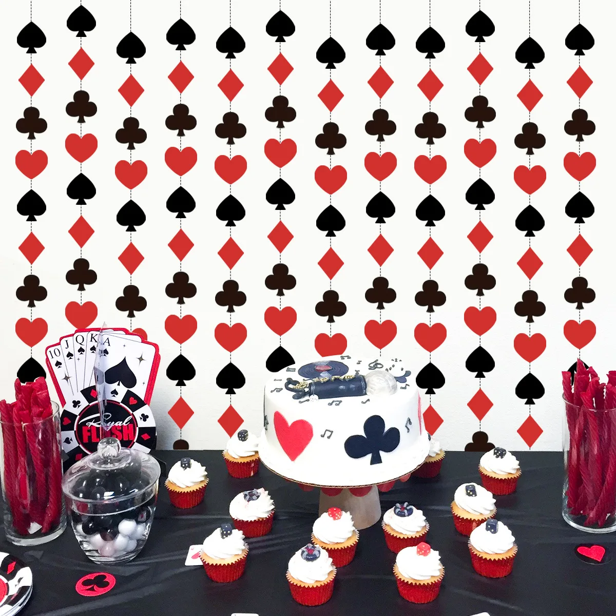 4 м Лас-Вегас, тема казино, бумажная струна, гирлянда для покера, игральная карта, настенная дверь, подвеска для взрослых, игра на день рождения, декор для ночной вечеринки