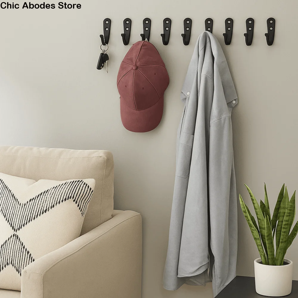 

10Pcs Retro Style Wall Mounted Coat Hooks Iron Metal Coat Single Hanger Save Space Rustproof Clothes Storage Rack Bathroom Use