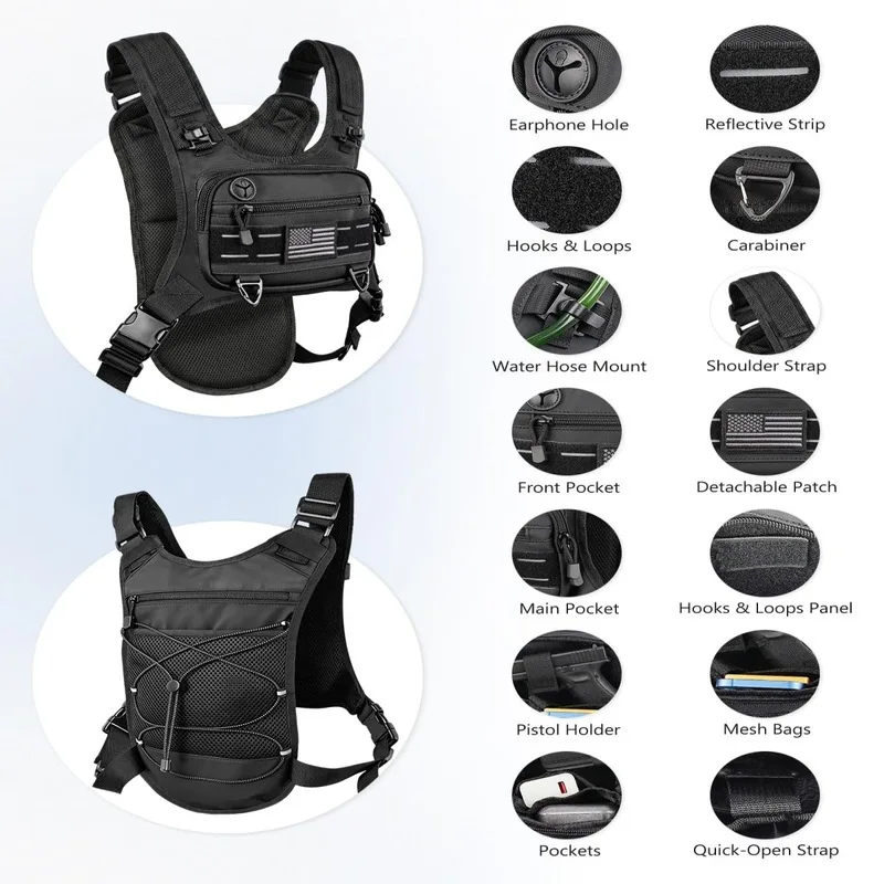 Running Vest with Large Capacity for Outdoor Cycling and Marathon2LHydration pack, off-road backpack, lightweight chest bag