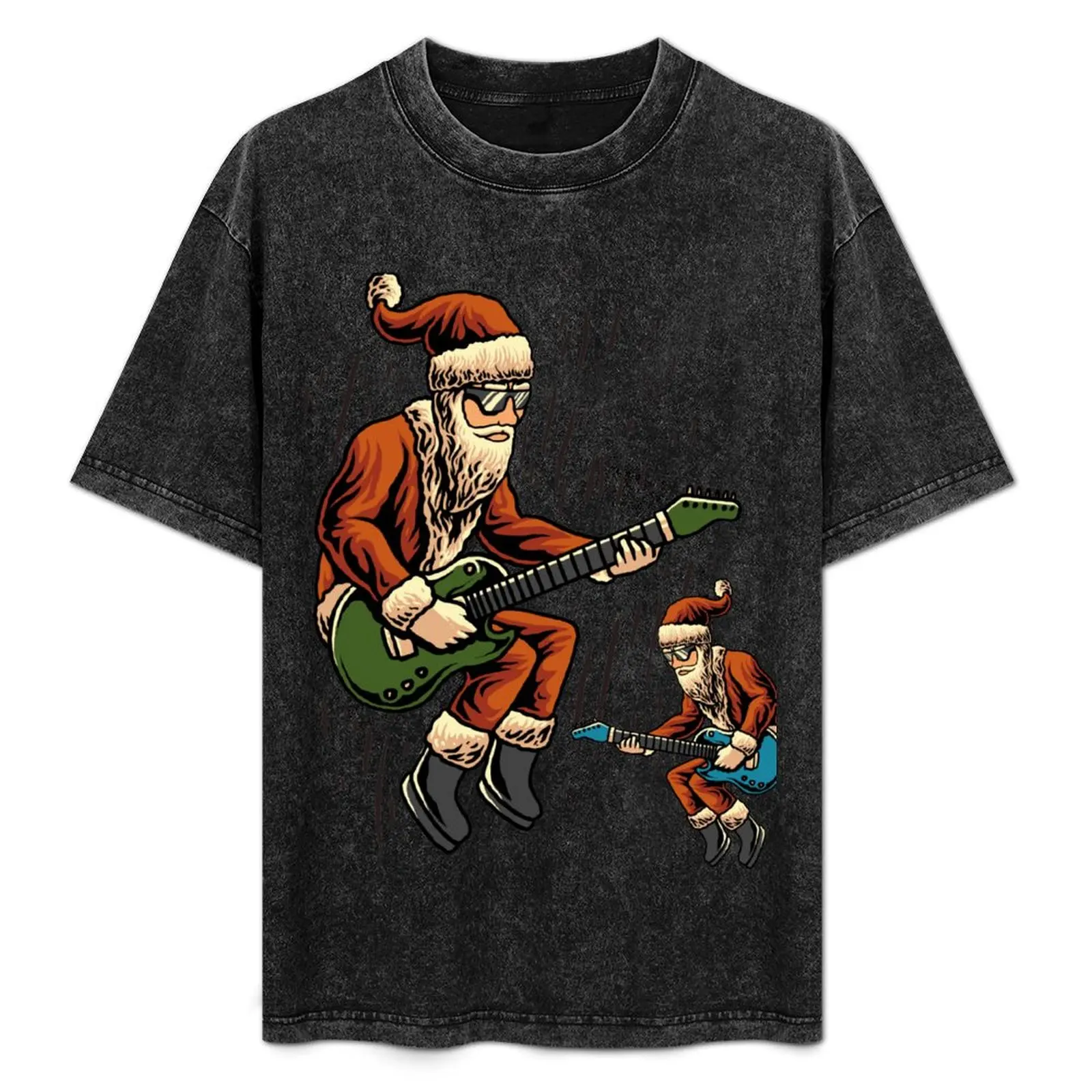 Guitarist santa claus Christmas Gift T-Shirt vintage plus size clothes for a boy mens big and tall t shirts