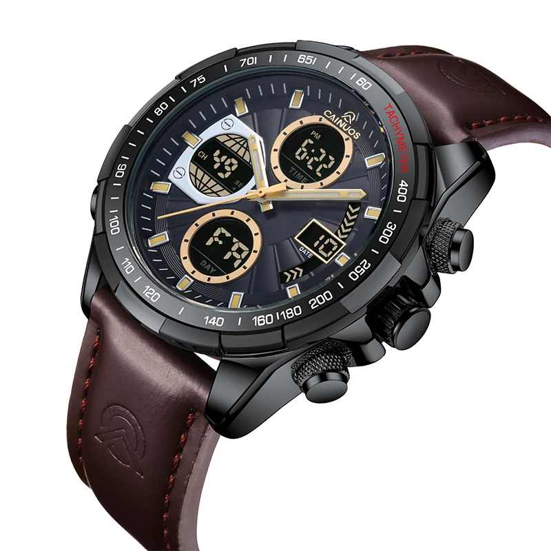 

Роскошные военные мужские спортивные часы, водонепроницаемые кварцевые цифровые хронографы с двумя часовыми поясами, модные наручные часы Montres Pour Hommes