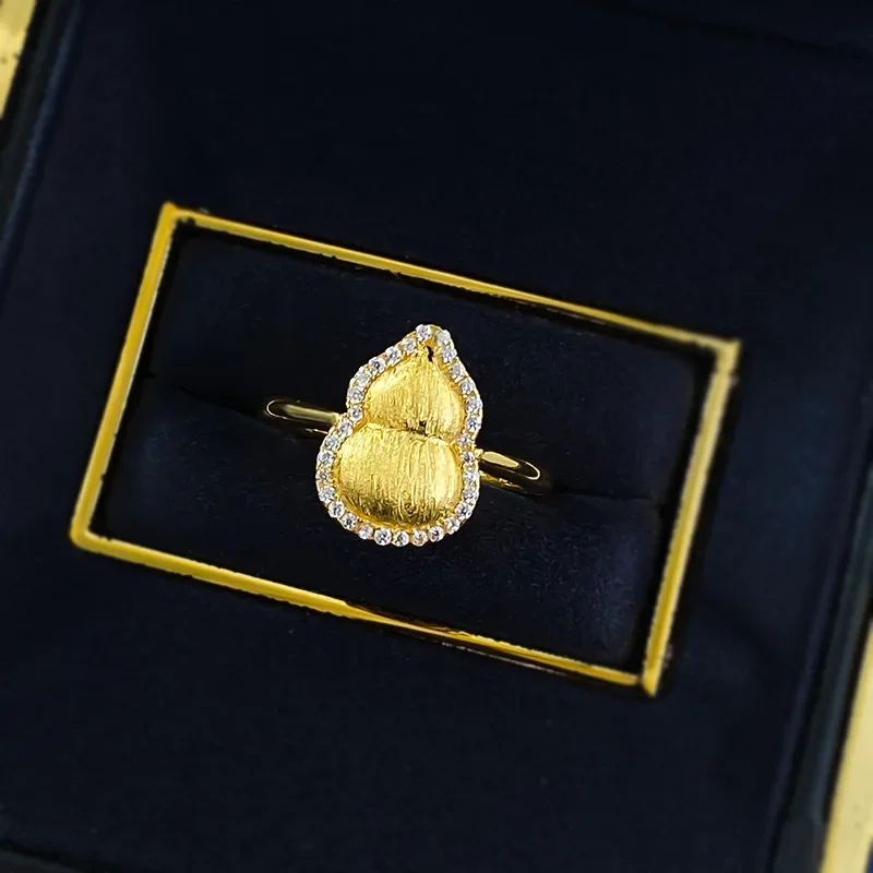 

NEWS925 Серебряное позолоченное кольцо с матовой тыквой, стиль старых денег, легкая роскошь, высокая роскошь, изысканное кольцо богатства