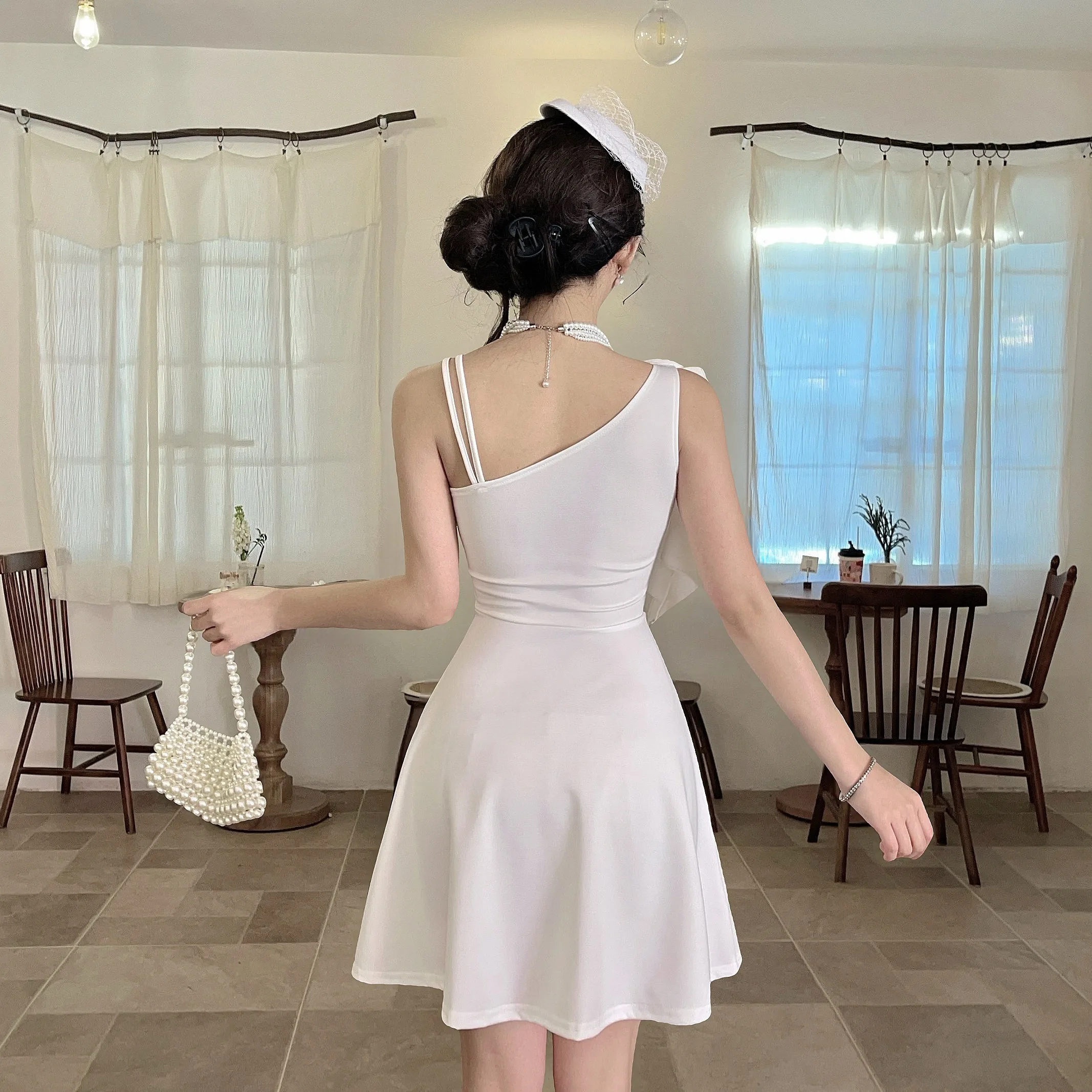 Low Cut Floral  ort Sve Base Layer One oulder Dr Commute Korean Sle High Waist Autumn Winter New Women's Dr