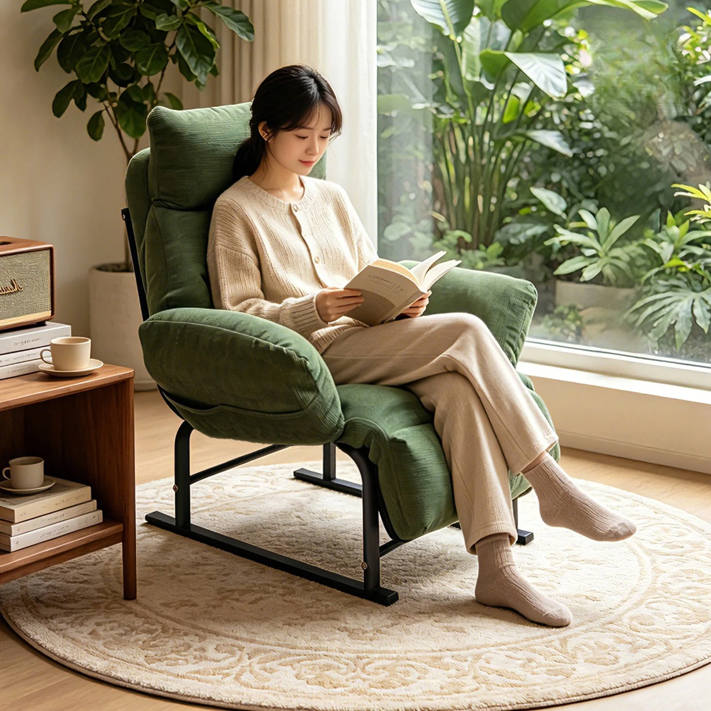Folding sofa sleepable reclining lunch lazy sofa reclining chair sitting and sleeping dual-purpose chair computer