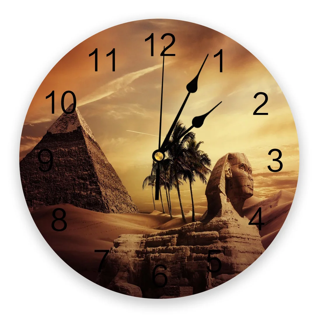 Egypt Pyramid Desert Sphinx Arbor Wall Clocks Silent Home Cafe Office Wall Decor Clocks for Kitchen Wall Art Large Wall Clocks