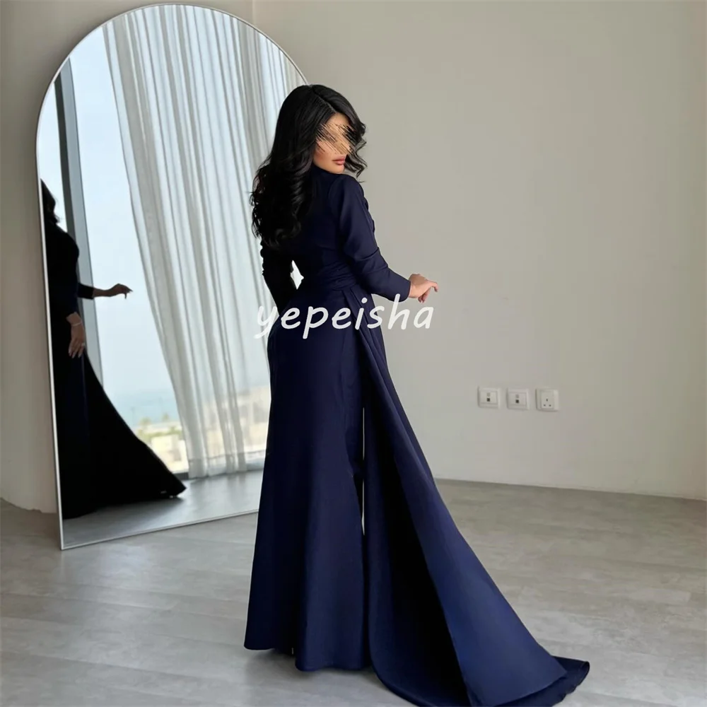 Gaun Panjang Kerah V Lurus Terbungkus Lipatan Jersey Elegan Indah Yang Disesuaikan Gaun Acara Sesuai Pesanan Kualitas Tinggi Elegan Seksi
