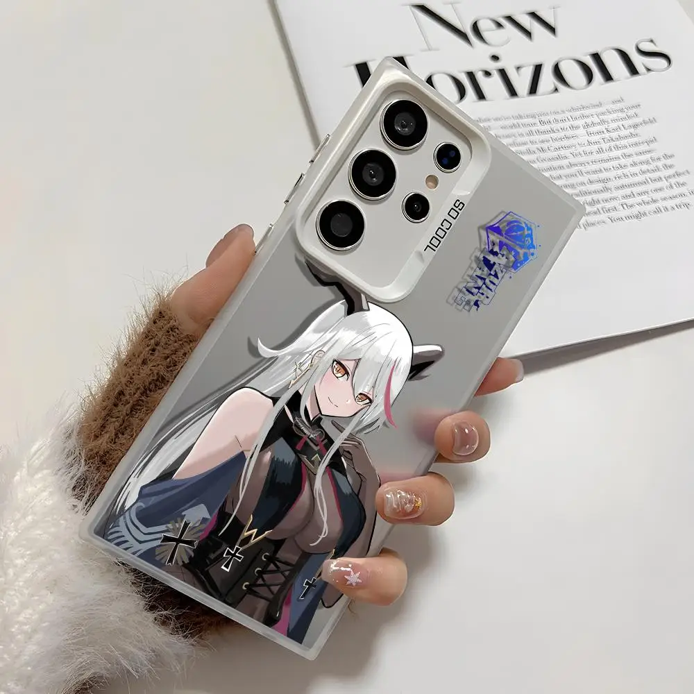 アズールレーン エギル エギルフォンケース サムスン ギャラクシー S25 エッジ S24 S23 S22 S21 S20 ウルトラ用 シリコン製 シルバーカバー