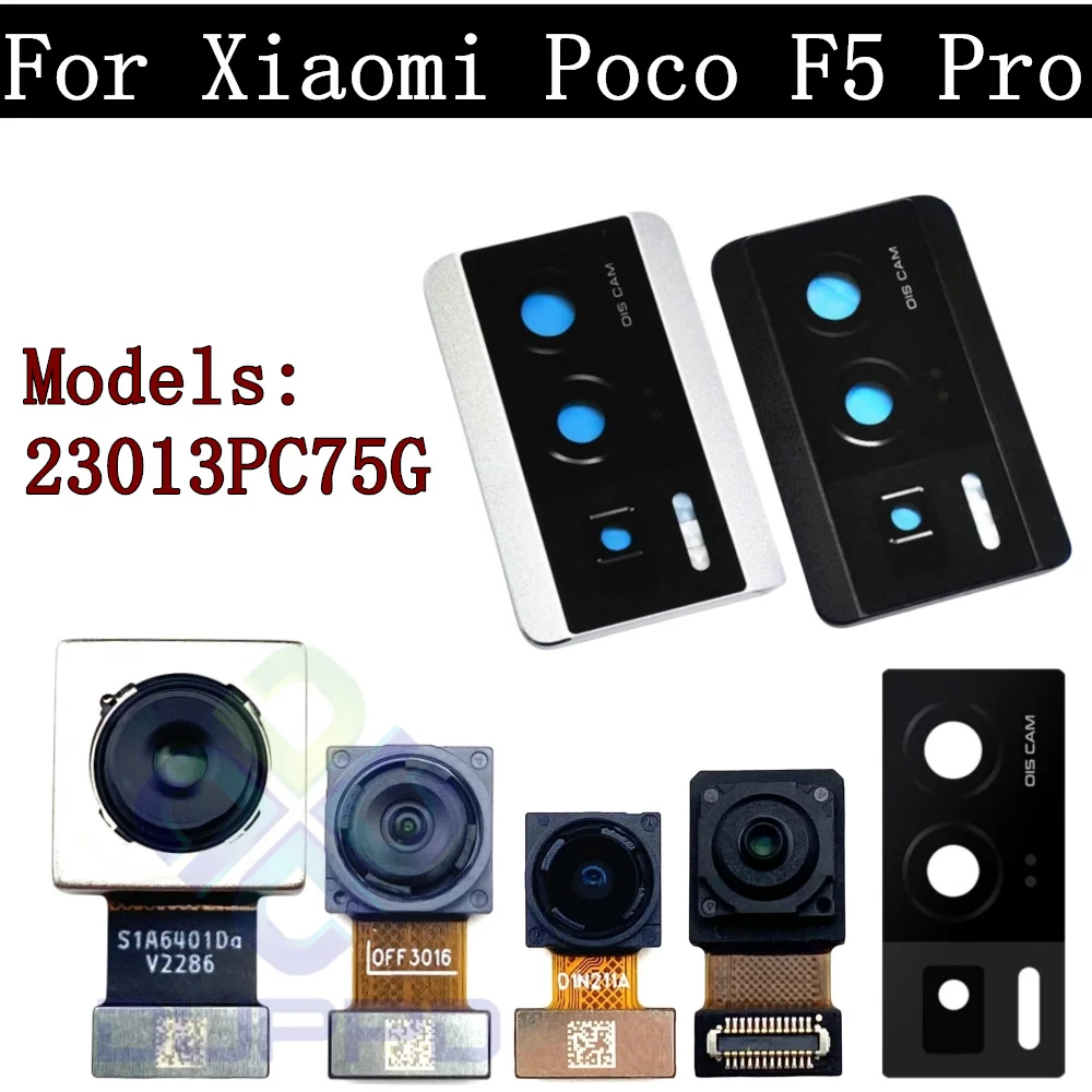 Original Tested Back Main Big Rear Camera Frame Lens Module for Xiaomi Poco F5 Pro, Facing Front Camera Module, Flex Cable