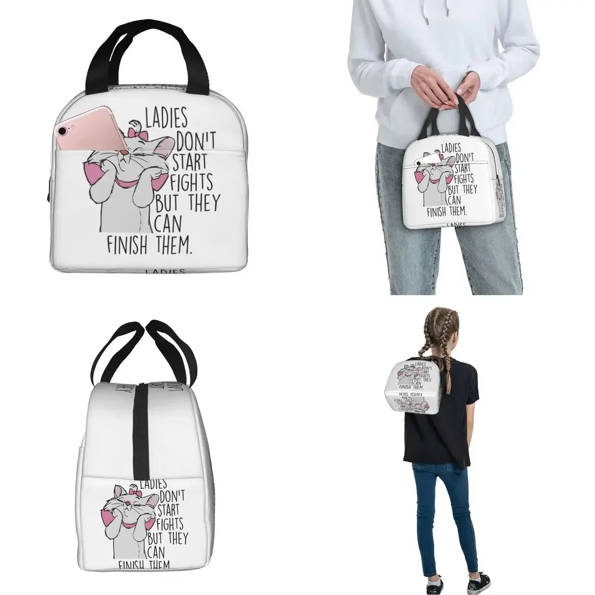 

Aristocats Marie Cat Cute Kitten Insulated Lunch Bag Thermal Bag Meal Container Leakproof Tote Lunch Box Girl Boy College Travel