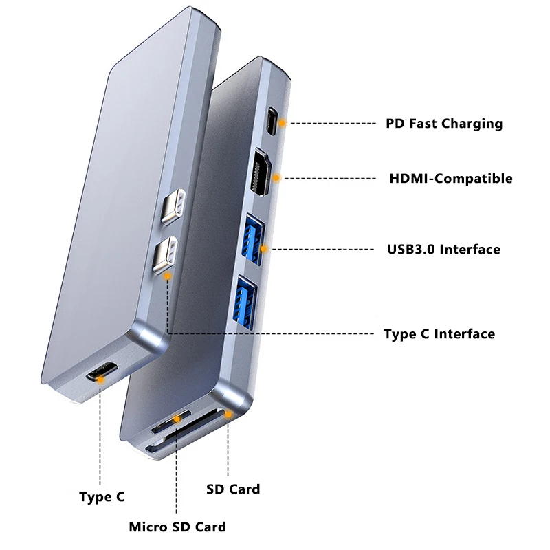 USB C HUB 3,0 USB Zu Typ C Adapter HDMI-Kompatibel 7 In 1 Splitter Dock Station SD/TF Kartenleser Für Macbook Pro Laptop