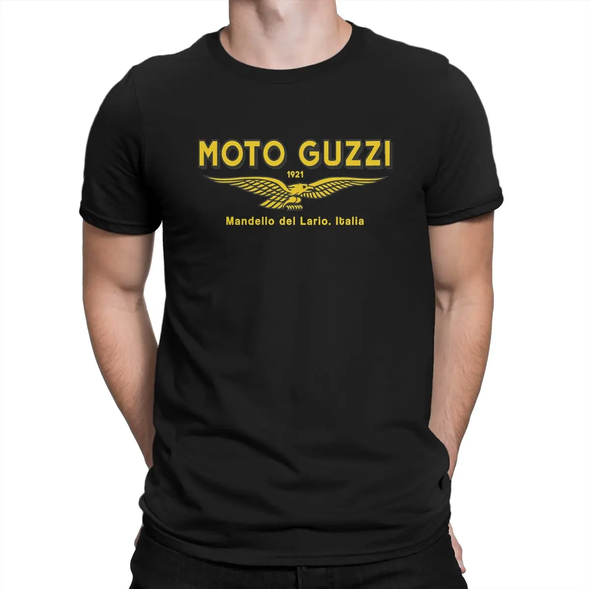 Men T-Shirts Moto Guzzi. Mandello del Lario. 1921 Leisure Cotton Tee Shirt Short Sleeve Motorcycle Racing T Shirt Round Collar