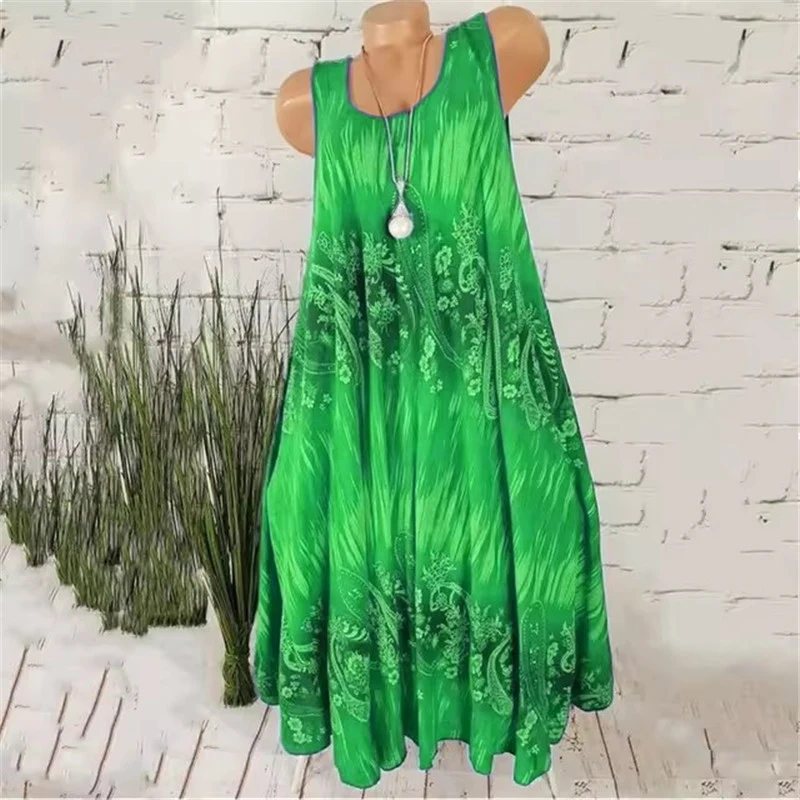 Fashion Tie-dye Pattern Women Mini Dresses Summer Sleeveless 3d Printed Vintage Style Ladies Dress 3XL Plus Size Casual Dress