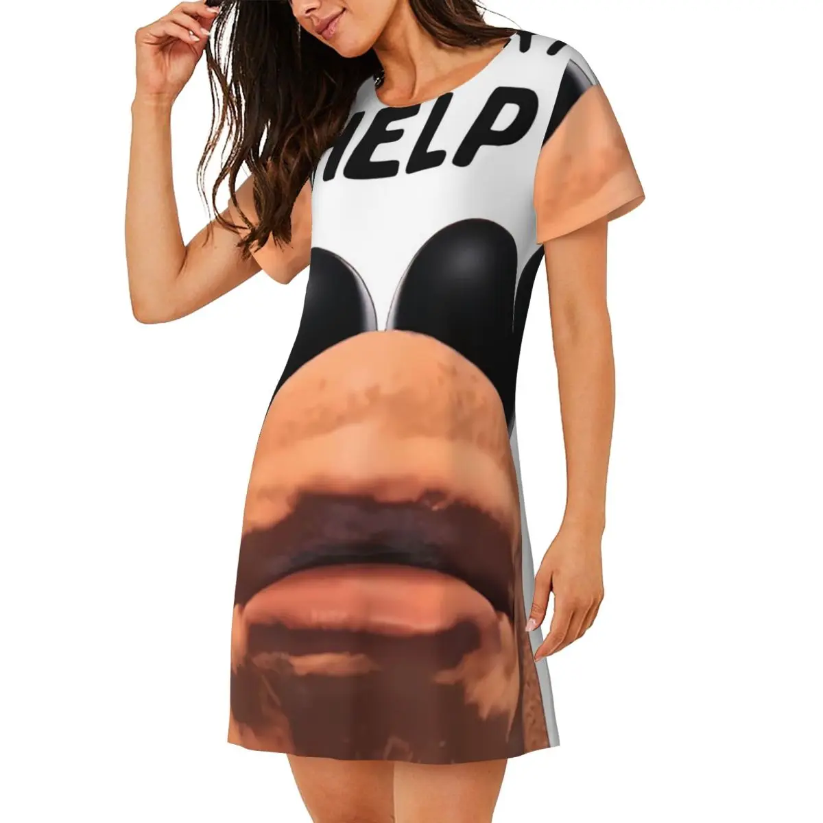 

Marcus The Worm Robert Help Short Sleeves Nightdress For Sleeping Sleepshirts Women Short Sleeve Nightgowns Soft Pajama Dress