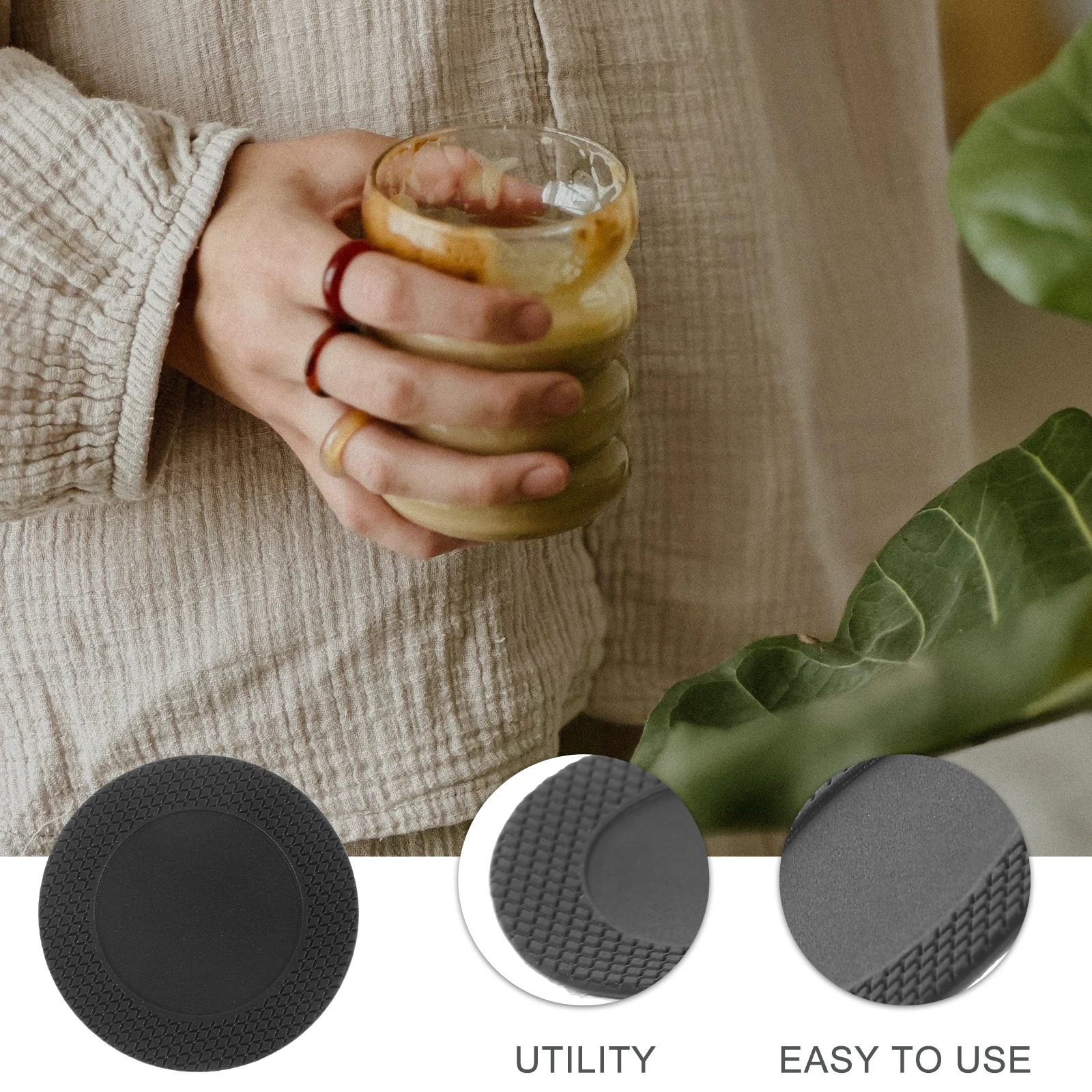 

Silicone Cup Pads 38mm Black Round Anti Slip Thermal Coaster Protective Tumbler Mats Bottle Bottom Kitchen Home Easy Clean