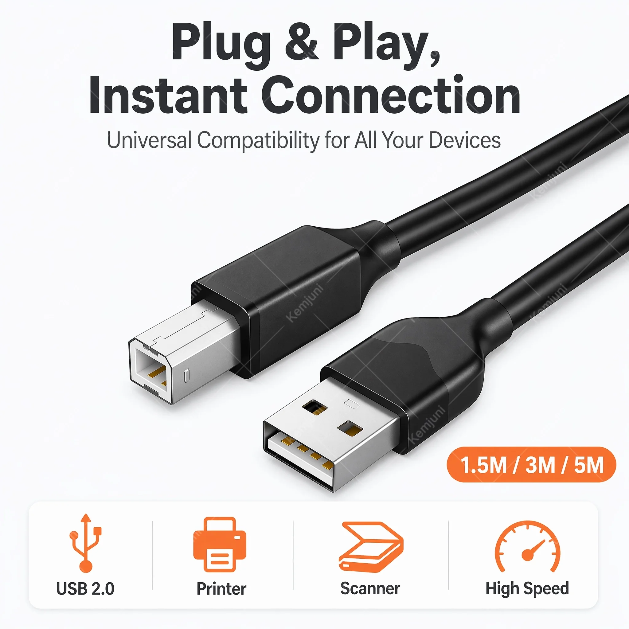USB Printer Cable USB A To Type B High Speed USB 2.0 480Mbps Cord Gold Plated Dual Shielding Wire 3M 5M 10M 15M 20M for Scanner