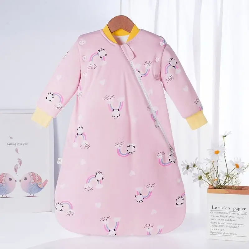 

Мягкий хлопковый детский спальный мешок с защитой от ударов, детский спальный мешок для новорожденных, весенне-осенний спальный мешок на молнии для младенцев со съемными рукавами