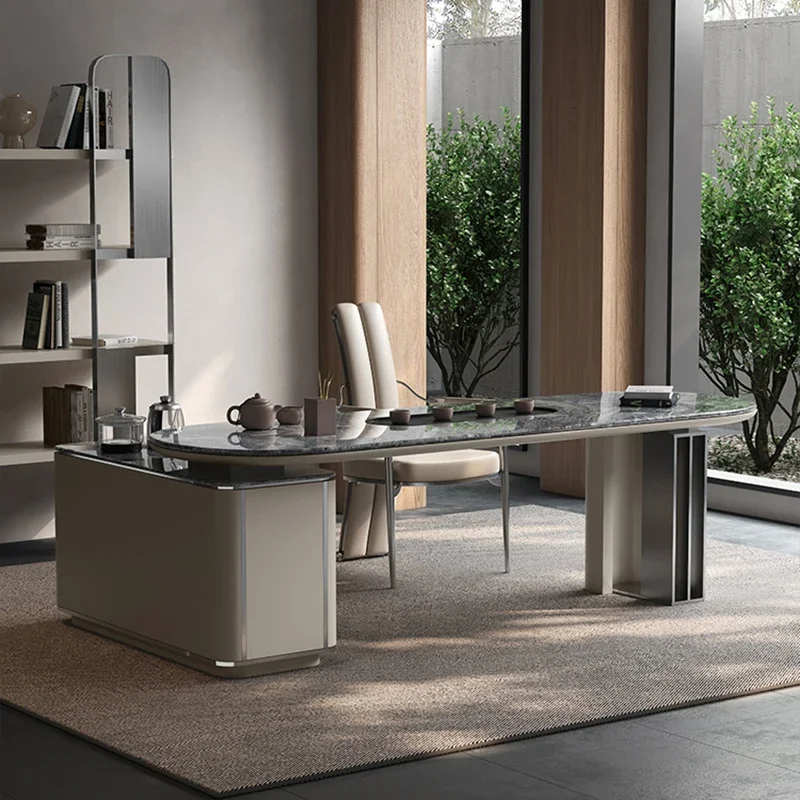 

White Desk Office Extendable Table Student Elevable Furniture Organizer Seating Height Bedroom Simple Workshop Executive Desks