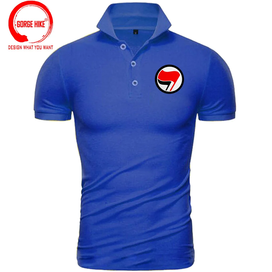 ANTIFA Antifascist Anarchy Anarchist Polo Shirts Peace Flag 3D Symbol Short Sleeve Polo Shirt Fashion Printed Tees Men's T-shirt