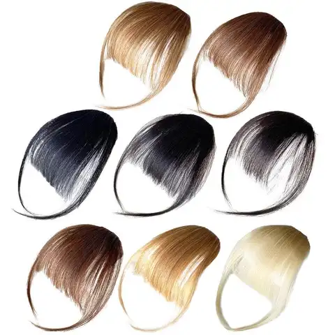 Flequillo de aire sintético falso, extensión de cabello con Clip, flequillo falso, flequillo de pelo, flequillo falso, postizo falso Natural