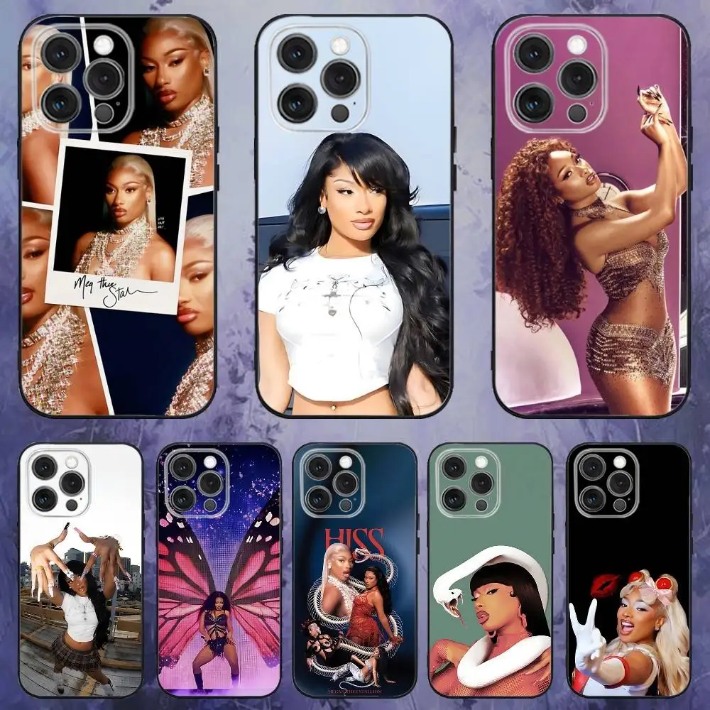 

Singer M-Megan Thee Stallion Phone Case For iPhone 17,16,15,14,13,12,Pro,Max,Plus,E,SE4,Air,Mini Black Soft Box
