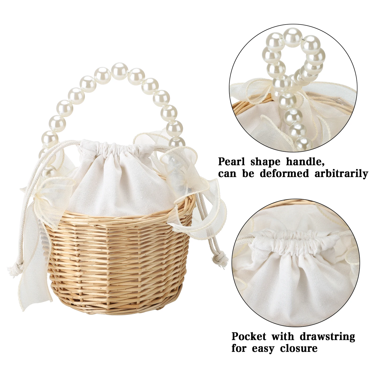 Wedding Bridesmaid Girl Bridal Handheld Flower Basket Organizer Supplies Elegant Flower Storage Box with White Mesh