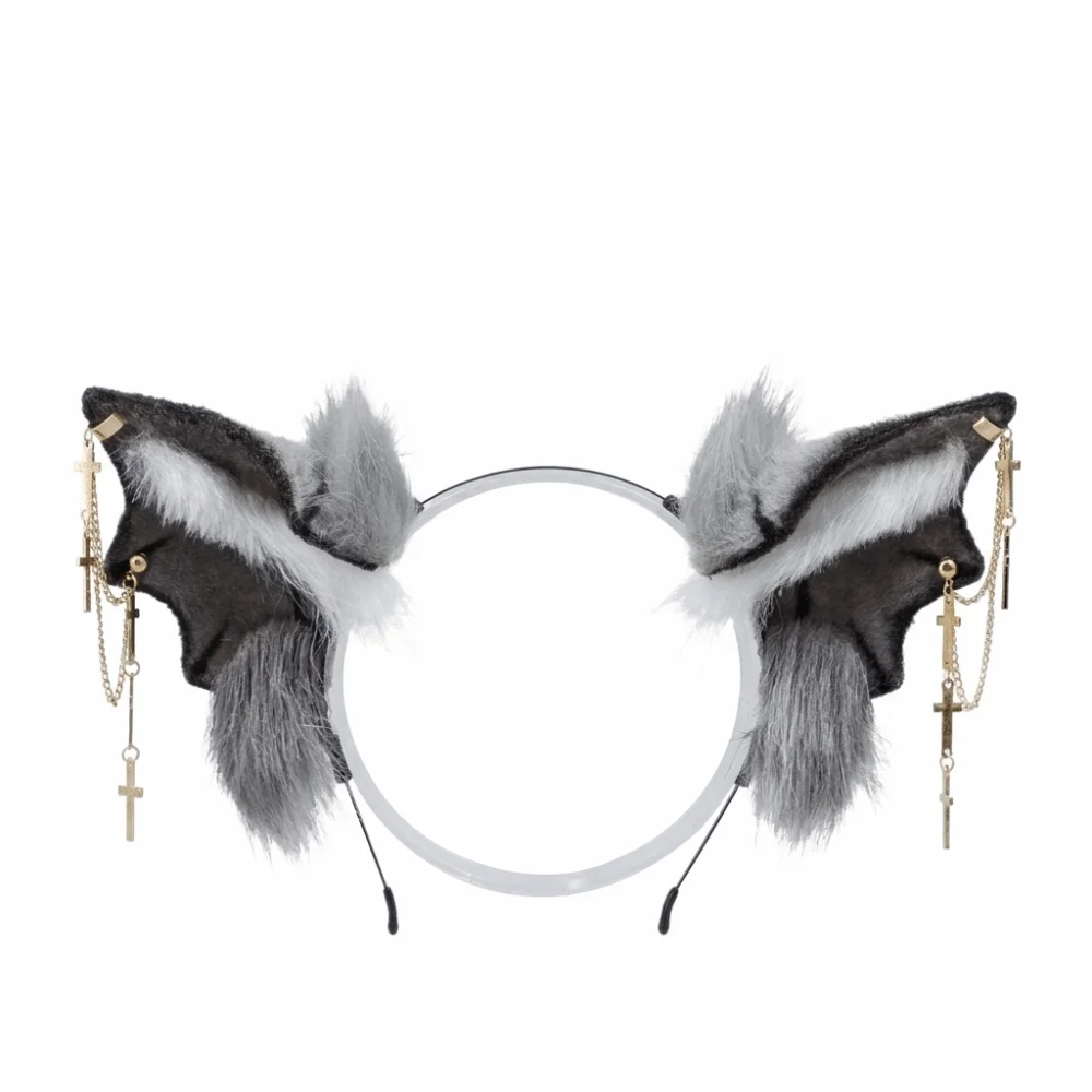 Artificial Cosplay Bat Beast Ears Headband Animal Faux Furs Gothic Headband Realistic Reusable Lolita Ears Headwear Adults