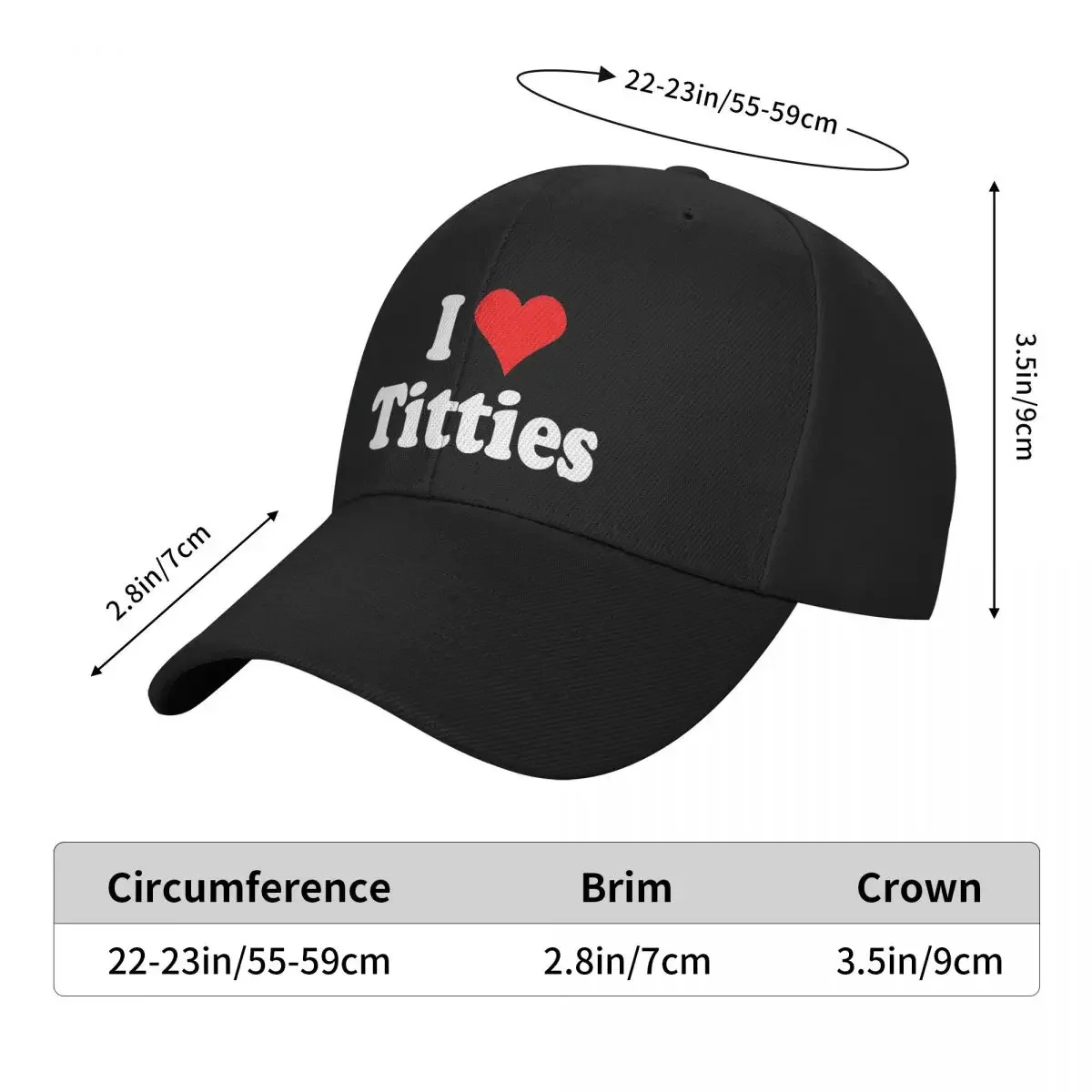 Gepersonaliseerde I Love Titties Baseball Cap Mannen Vrouwen Verstelbare Papa Hoed Streetwear Snapback Caps