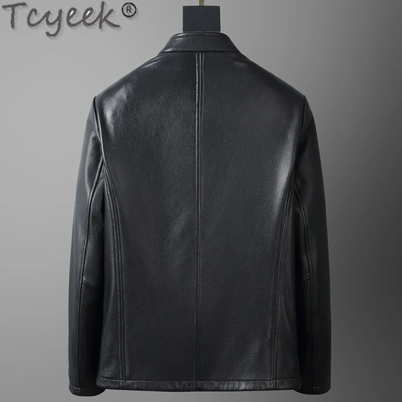 Tcyeek Real Leather Jacket Men Spring Autumn Clothes Mens Leather Coat Fashion Motocycle Jackets Goatskin Coats Jaqueta De Couro