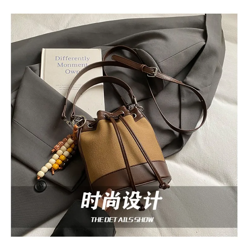 

High quality casual bag, crossbody bag, women's simple and versatile handbag, fashionable retro shoulder bag, bucket bag