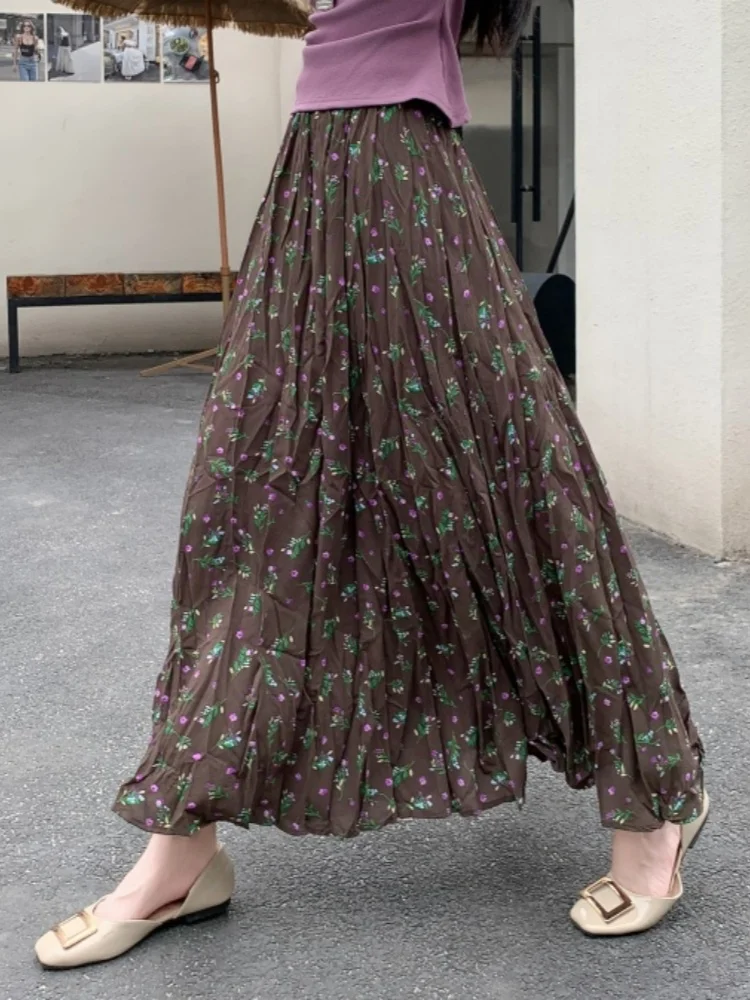 

SMTHMA новые весенне-летние женские юбки, повседневные женские длинные юбки с цветочным принтом, женская свободная удлиненная юбка с эластичной резинкой на талии