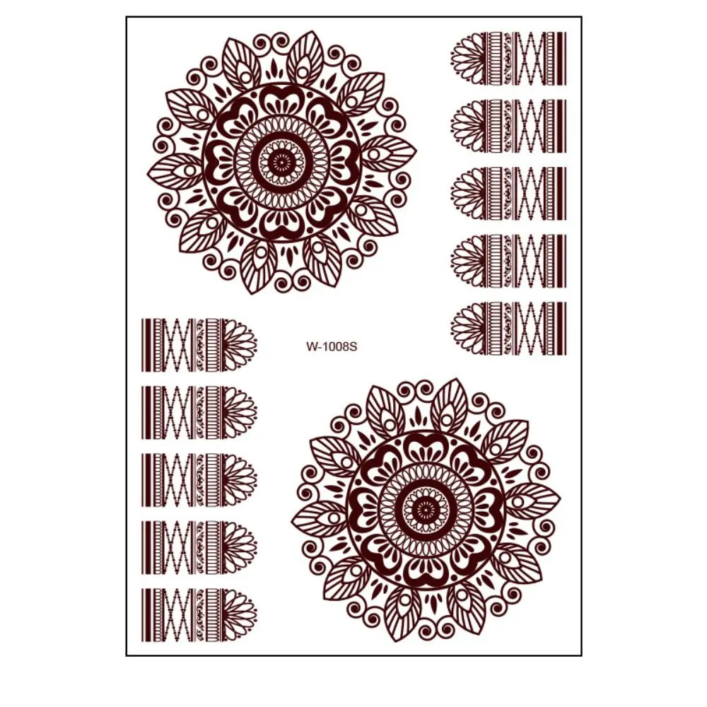 Wedding Tool Brown Mehndi Stickers India Flower Henna Stickers Water Transfer Decals Body Art Sticker Temporary Tattoo