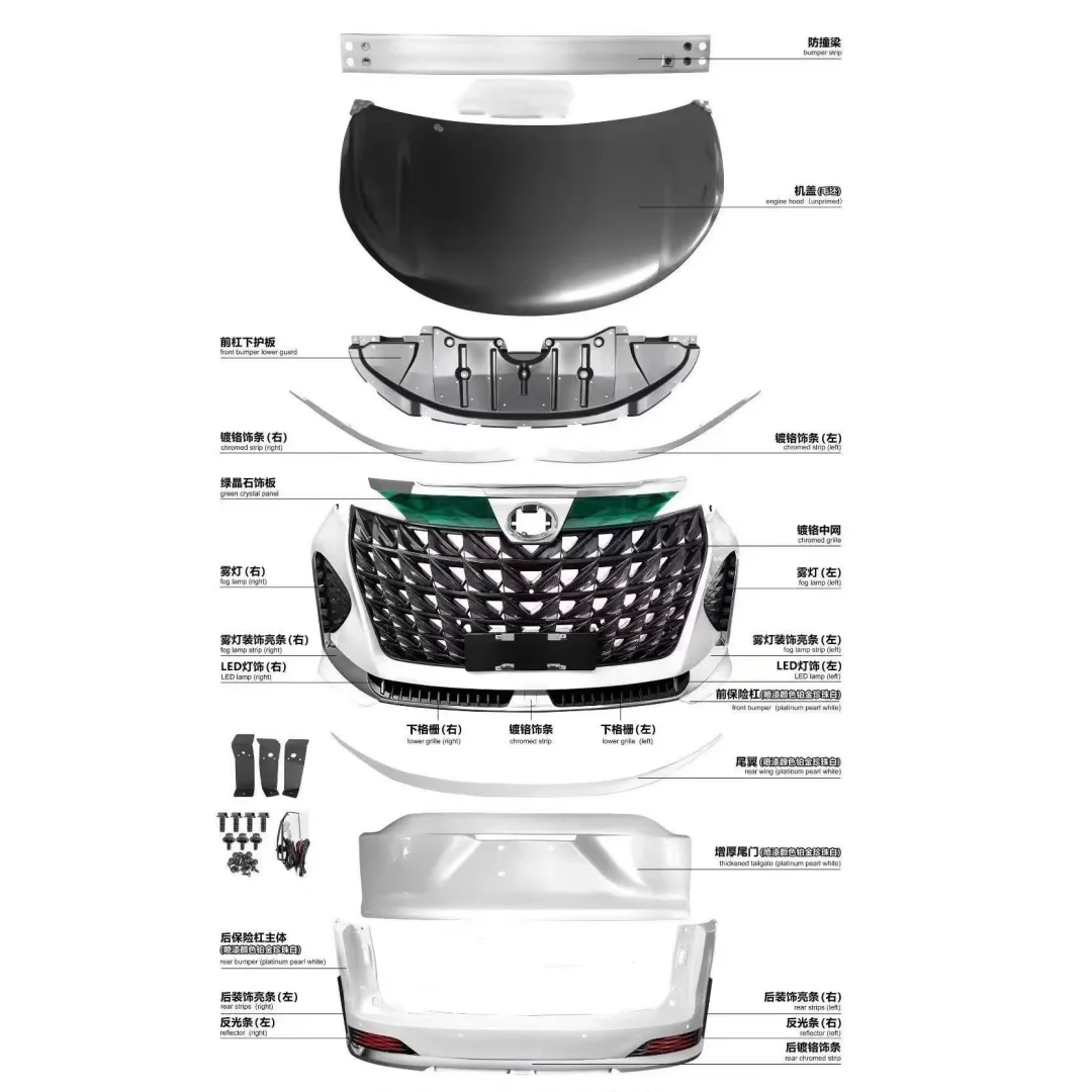 

Body Kit For Toyota Sienna 2021-2026 Granvia Kardex Front Rear Bumper Grill Hood