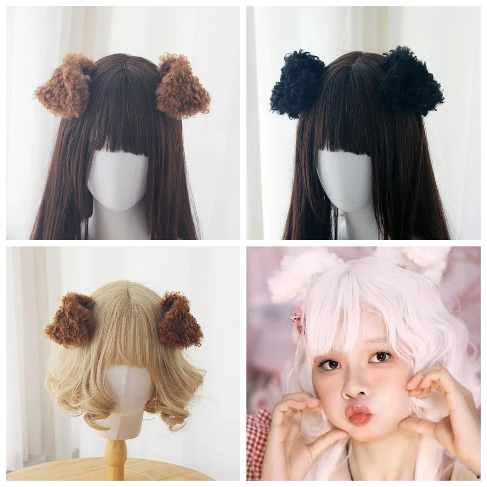 Czarny/biały/różowy/brązowy 8.5cm Składane, ręcznie robione uszy pluszowego psa Symulowane ucho zwierzęcia Lolita Girl Akcesoria do włosów Spinka do włosów