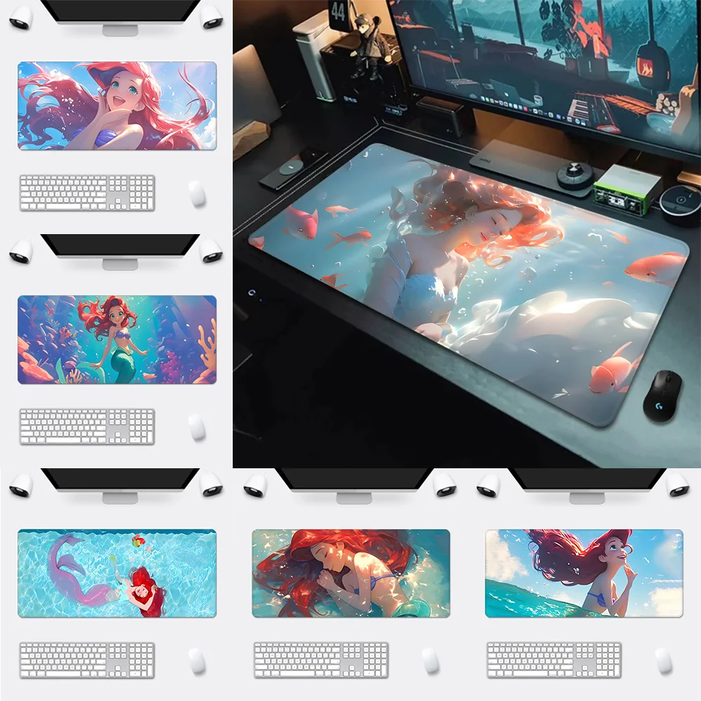 Mousepad HD Printing Computer Gamers Locking Edge Non-slip Mouse Pad Princess Ariel XXL90x40cm Keyboard PC Desk Pad