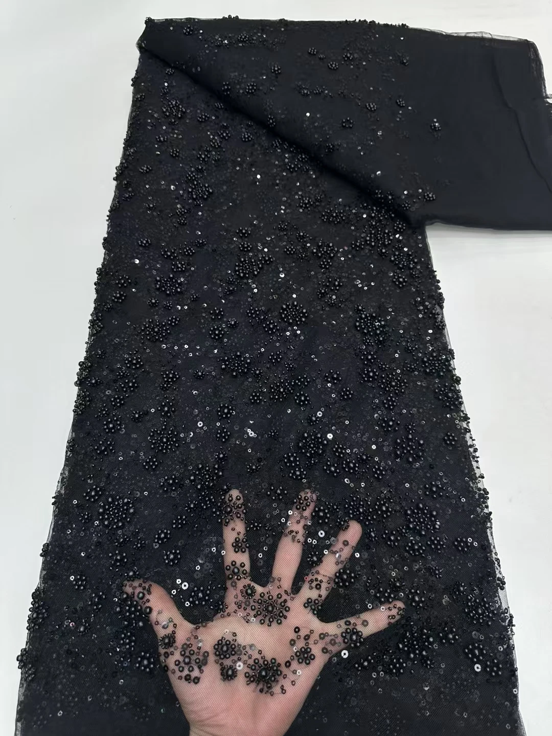 럭셔리 아프리카 스팽글 비즈 레이스 원단 2025 고품질 레이스 5야드 핑크 프랑스 레이스 원단 나이지리아 레이스 원단 파티