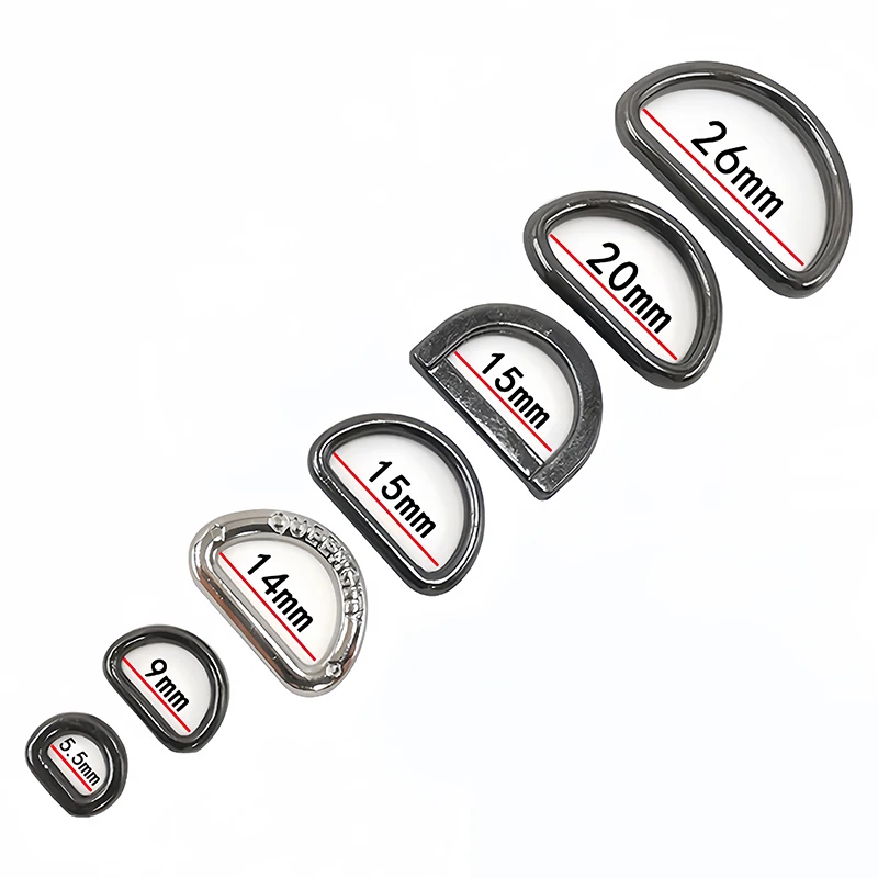 10 Stück Metall-D-Ring-Schnallen, 9 mm/15 mm/20 mm/26 mm, für Gurtband, Rucksäcke, Taschen, Katzen- und Hundehalsbänder, Ketten, DIY-Zubehör. – Detail 4