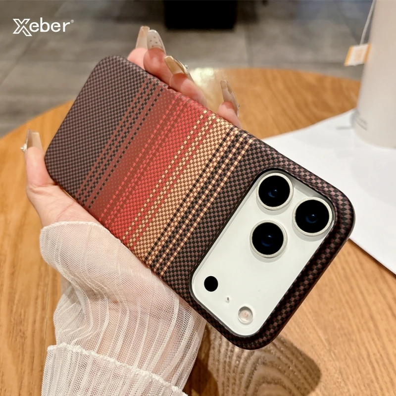 Luxus Carbon Fiber Kevlar Muster Für Magsafe Magnetische Fall Für iPhone 17 Air 16 15 14 13 12 11 Pro max Plus Harte Rüstung Abdeckung