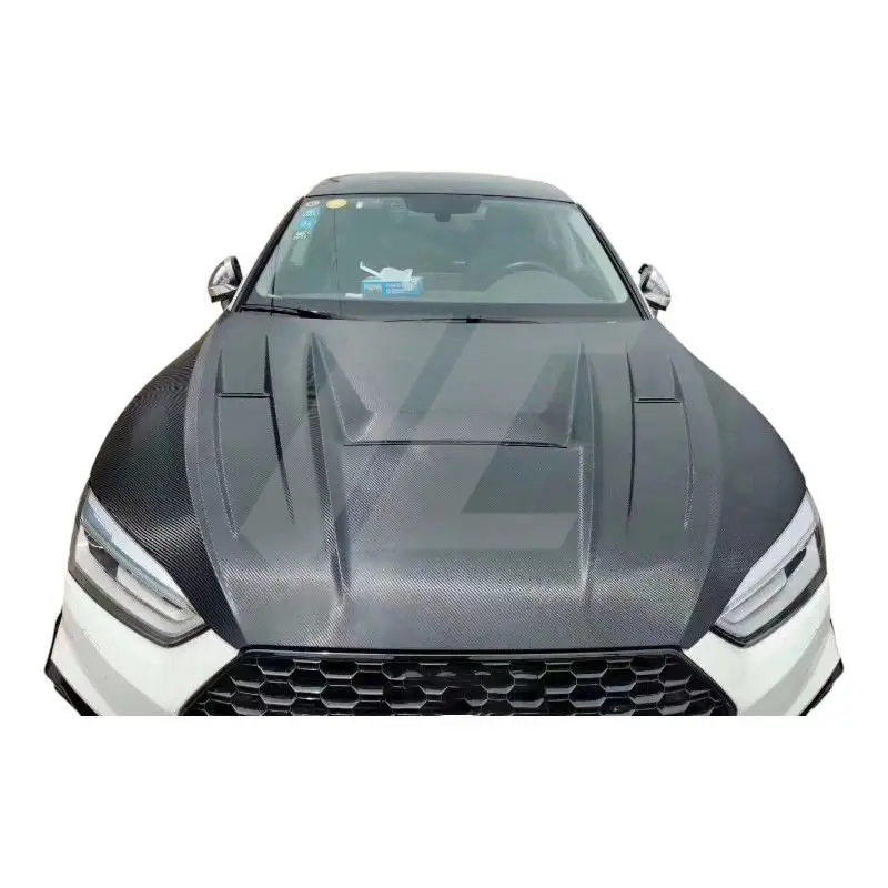

002 Style Carbon Fiber Front Engine Hood Bonnet Vent for AUDI S5 2018，100% tested well