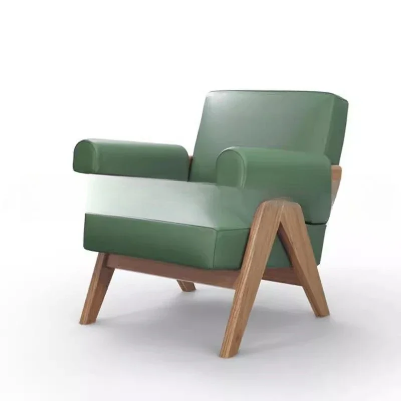 

Nordic retro, solid wood sofa in the ancient style, reception balcony single leisure chair